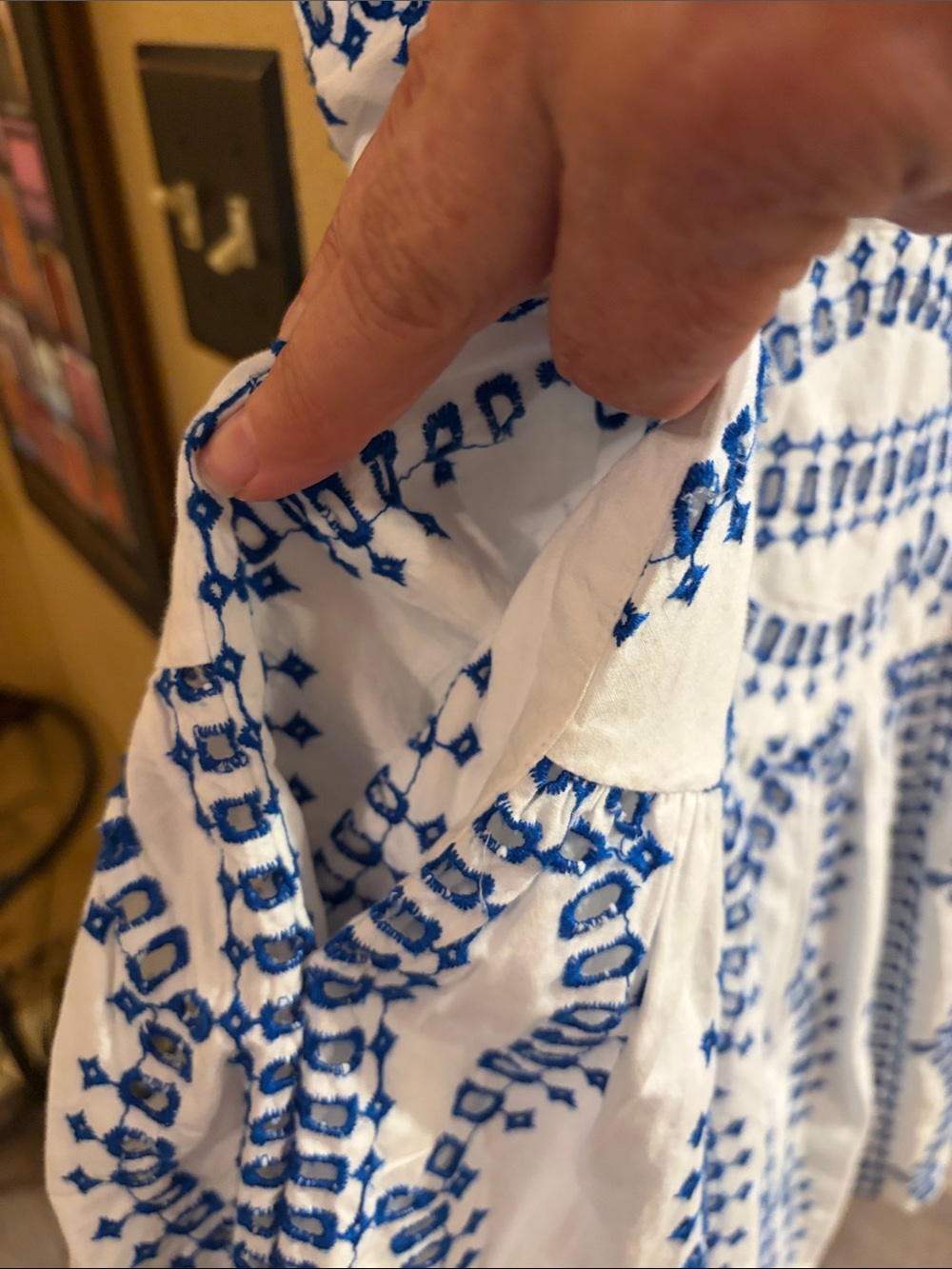 Avec Les Filles cotton eyelet lined mini dress in Mykonos blue - Picture 7 of 16